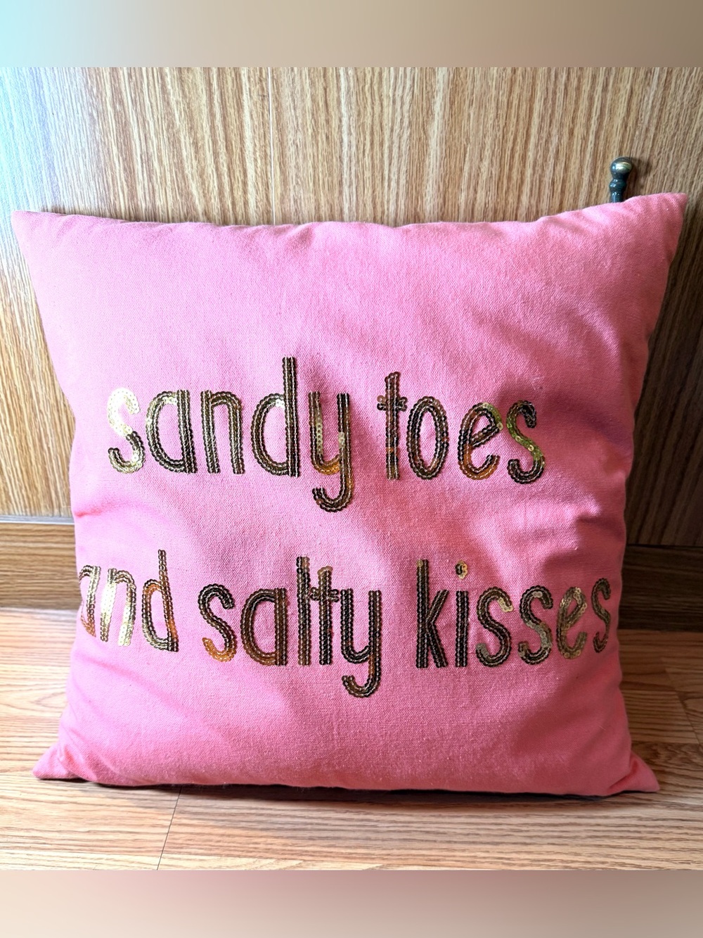 Coastal Decorative peachy pink pillow case 17" x 17" With a Duck Feather pillow